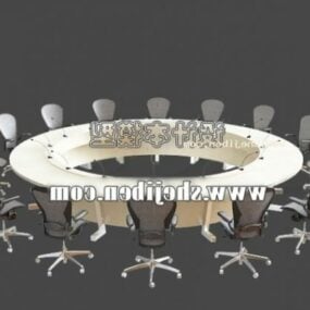 Mesa de reuniones de oficina modelo 3d de forma redonda