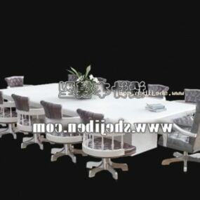 सफ़ेद कॉन्फ़्रेंस टेबल कार्यालय फ़र्निचर 3डी मॉडल