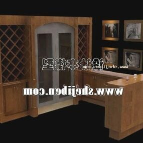 Model 3d Kabinet Anggur Kanthi Perabot Bar Cilik