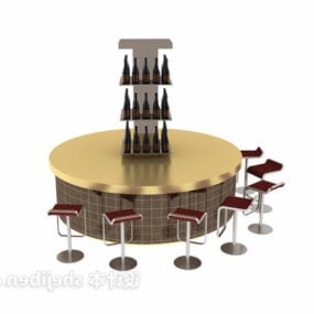 Modelo 3D de móveis redondos para armários de vinho
