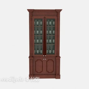 Mô hình 3d nội thất tủ rượu bằng gỗ cổ điển