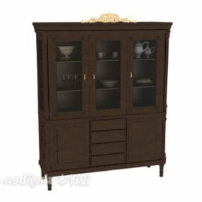 Vintage Wood Wine Cabinet Furniture 3d model