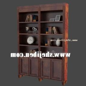 قفسه کتاب چینی مبلمان چوبی مدل سه بعدی