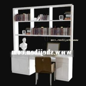 Librería Espacio de trabajo Muebles de madera Modelo 3d