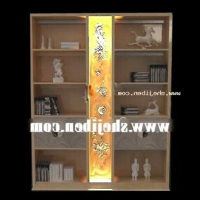 Wood Bookcase With Glass Cover 3d model