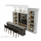 Bookcase With Bar Counter And Chair
