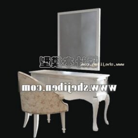 American Dresser With Mirror And Chair 3d model