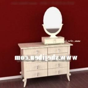 Commode avec meubles de chambre à coucher miroir ovale modèle 3D