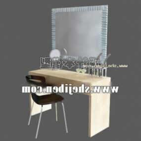 3д модель комода с большим зеркалом, мебель для спальни