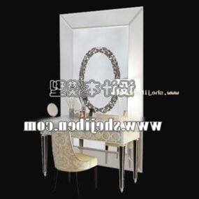 کمد با آینه دیواری مبلمان اتاق خواب مدل سه بعدی