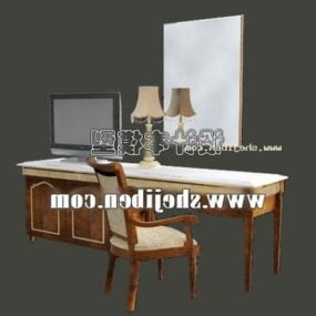 Hotel Antique Dresser Table With Mirror 3d model