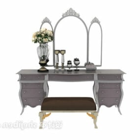 Classic Dresser Table With Mirror Furniture 3d model