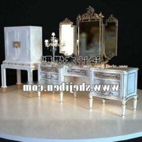 Commode européenne avec meubles miroir modèle 3D