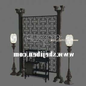 Chinese Bronze Screen Partition 3d model
