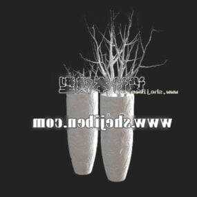 盆栽花瓶白色3d模型