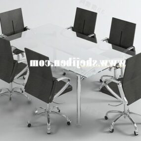 Small Conference Table With Chair 3d model