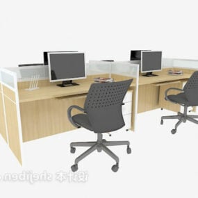 Stoły i krzesła z przegrodą biurową Model 3D