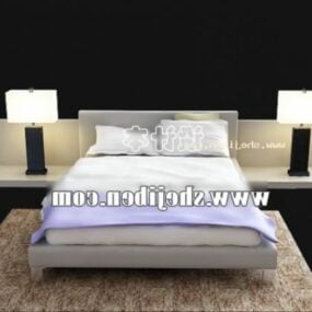 램프와 스탠드가 있는 현대적인 침대 3d 모델