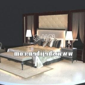 Hotel modern bed met lamp 3D-model