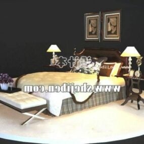 Modern Bed Home Bedroom Furniture 3d model