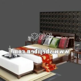 Zestaw podwójnych łóżek z górnym panelem Model 3D