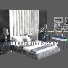 3d модель Двоспальне ліжко зі стіною