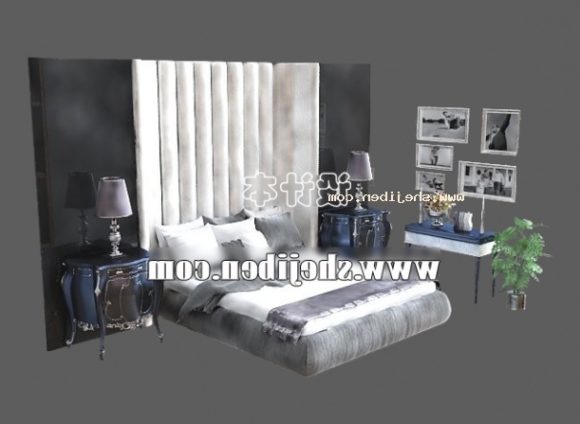 Double Bed With Wall Decoration