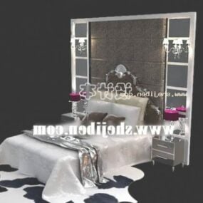 Double Bed With Carpet And Nighstand 3d model