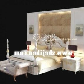 European Hotel Double Bed Full Set 3d-modell