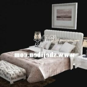 Hotel Bed Full Set White Color 3d model