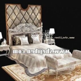 Hotel Queen Bed Luxury Style 3d model