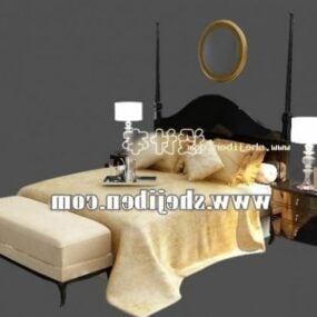 مدل سه بعدی تخت دو نفره هتل لوکس