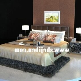 Antique Poster Bed With Boutique Ottoman And Carpet 3d model