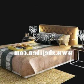Bed With Leather Tufted Backwall 3d model