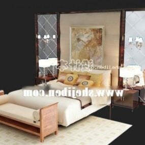 Hotel Modern Bed Carpet And Table Lamp 3d model