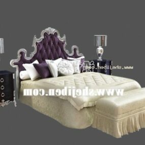 Boutique Bed With Tufted Back And 3d model