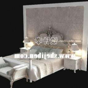 Weißes Bett-Boutique-Möbel-3D-Modell