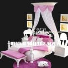 Girl Bed Full Set With Curtain