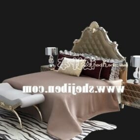 Boutique Bed Full Set With Ottoman 3d model