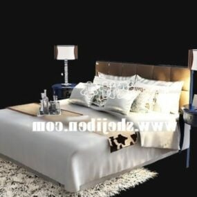 Juego completo cama colchón lámpara de mesa modelo 3d