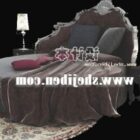 Boutique Round Bed Furniture Velvet Material