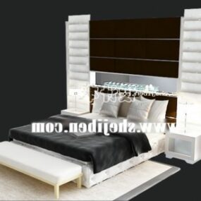 Moderne sengeteppe og hylle bakvegg 3d-modell
