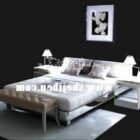 Современная двуспальная кровать с декоративной росписью