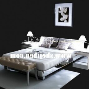 Tempat Tidur Double Modern Dengan Lukisan Model 3d Dekoratif