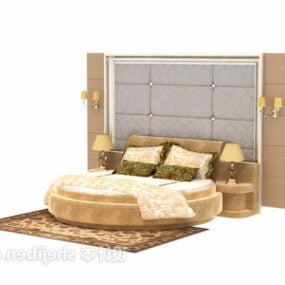 Rundes Bett mit Rückwandtrennwand 3D-Modell