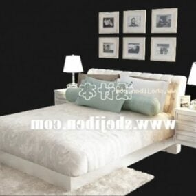Starožitná postel s plakátem se závěsem 3D model