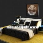 Black White Bed With Painting Decoration Back