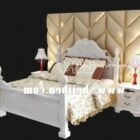 Boutique Bed With Beige Leather Back Panel