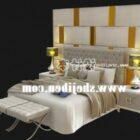 Hotel White Bed With Backwall Decoration
