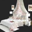 Frauenbett mit dekorativem Vorhang